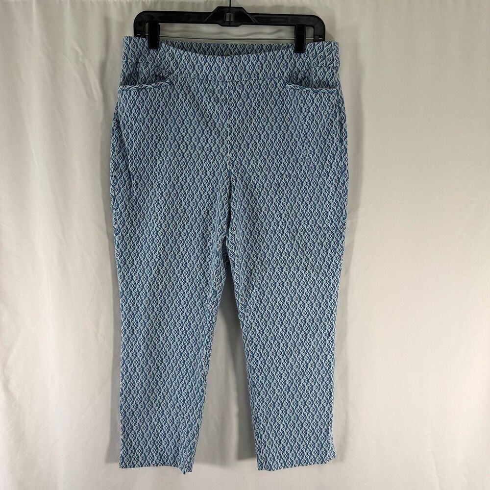 Chico's Pants Women's 1.5 10 Blue Diamond Pull On High Rise Pockets